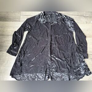 Velvet Blouse Top Dusty blue gray black Grunge 90s Style Romantic Boho